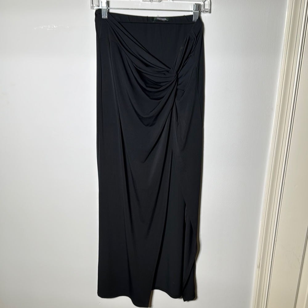 Wild Fable Black Maxi Pencil Skirt with Ruching and Slit for Night Out